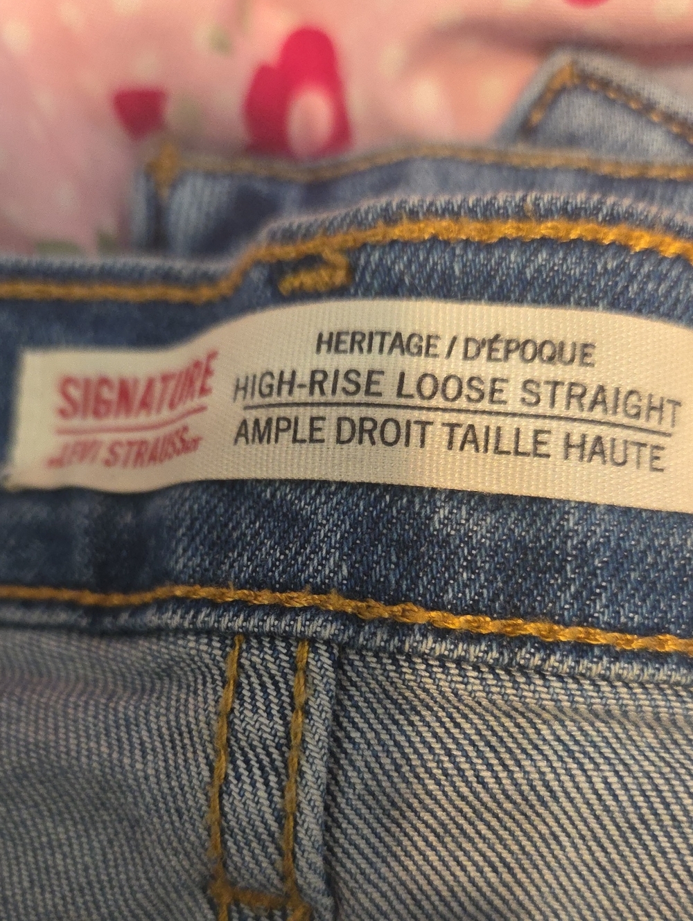 Signature by Levi Strauss Light Blue Denim High-Rise Loose Straight Cargo Jeans